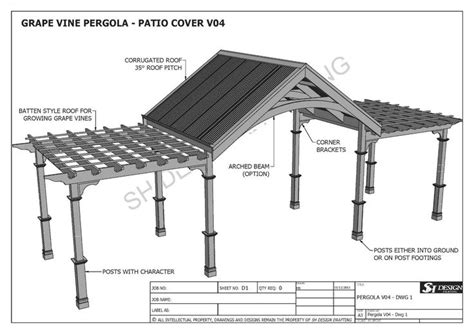 GRAPE VINE OUTDOOR PERGOLA - PATIO COVER VERANDA V4 - Full Building Plans | eBay | Outdoor ...