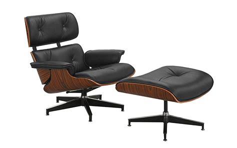 Black Mid Century Modern PU Leather Wood Swivel Lounge Chair Ottoman ...