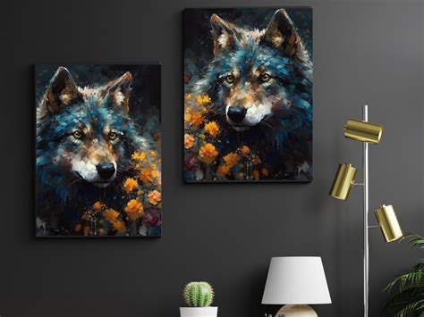 Blue Wolf Wall Art: Mystical Beauty in Captivating Brushstrokes - Etsy