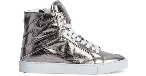Zadig & Voltaire High Flash Vintage Metallic Leather High-top Sneakers ...