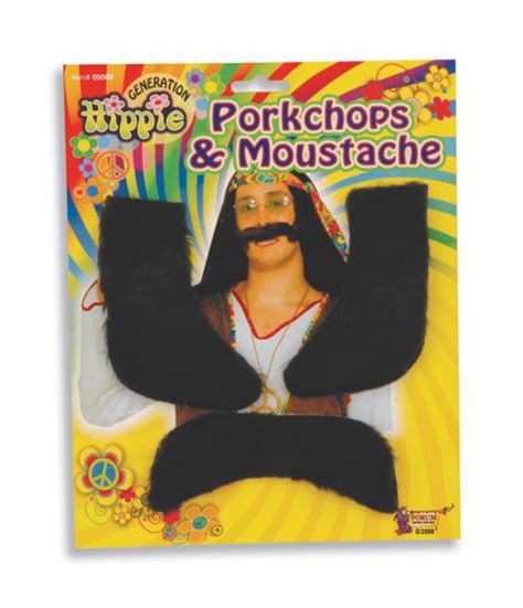 Porkchop Sideburns & Mustache | 60s | Facial Hair - The Costume Shoppe