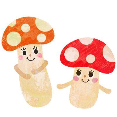 かわいい2人のきのこちゃんのイラストです。 | キノコ イラスト, 秋 デザイン レイアウト, マンガのスケッチ