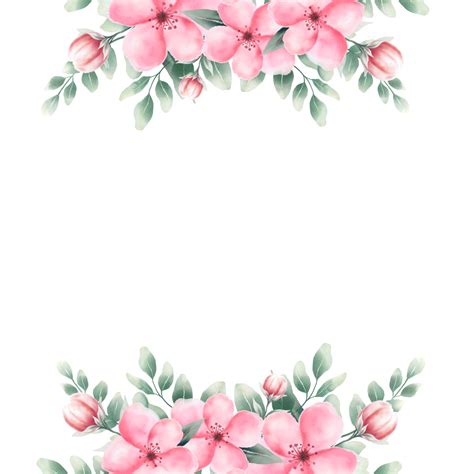 Watercolor Pink Flower Frame 13219599 PNG, 43% OFF