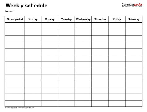 10 Day Schedule Format | Calendar Template 2023