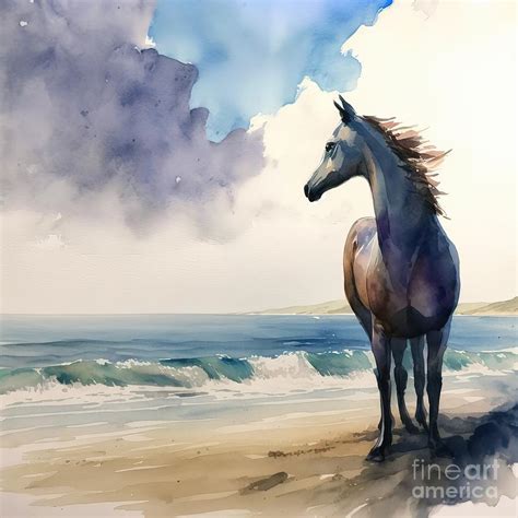 Horse At Beach Painting by N Akkash - Pixels