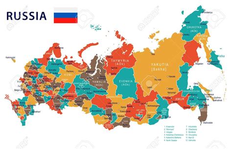 Rusia mapa y bandera - muy detallada ilustración vectorial | Ilustración vectorial, Rusia, Mapa ...