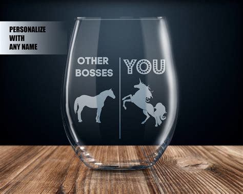 Personalized Boss Gift Ideas, Gift for Boss, Boss Gift, Boss Wine Glass, Best Boss Ever, Unicorn ...