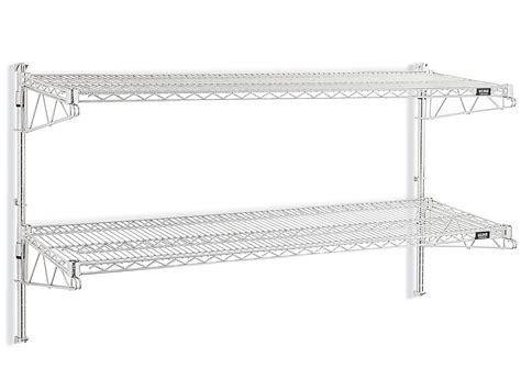 Stainless Steel Wall-Mount Wire Shelving - 60 x 18 x 34" H-6829 - Uline
