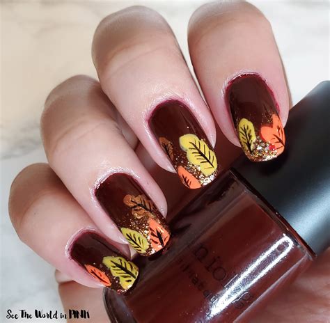 Manicure Monday - Fall Leaf Nail Art | See the World in PINK