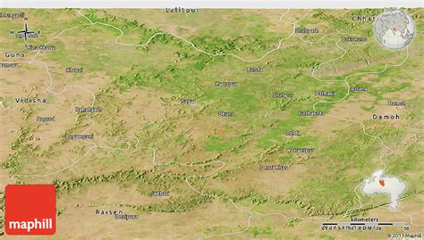 Satellite Panoramic Map of Sagar