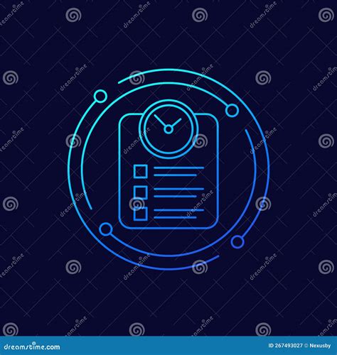 Timesheet and Time Tracking Line Vector Icon Stock Vector - Illustration of hour, timecard ...