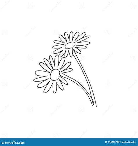 One Single Line Drawing of Beauty Fresh Bruisewort. Printable Poster Decorative English Daisy ...