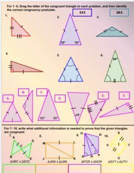 SSS and SAS Triangle Congruence Digital Worksheet by Teachmath912 HS