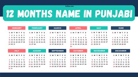 12 Months name in Punjabi | ਪੰਜਾਬੀ ਵਿੱਚ ਮਹੀਨਿਆਂ ਦੇ ਨਾਮ