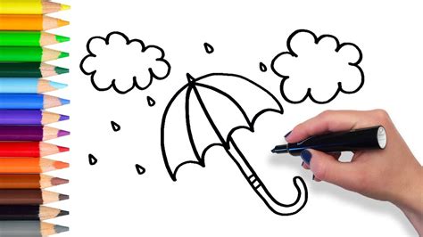 Learn how to Draw Umbrella | Teach Drawing for Kids Toddlers Coloring Page Video - YouTube