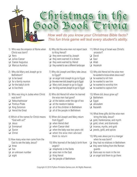 Christmas: Christmas Bible Trivia Game, $6.95 | Christmas Printable Games | Pinterest | Trivia ...