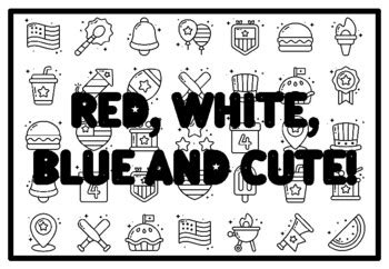 RED, WHITE, BLUE AND CUTE! Fourth of July Activity, Patriotic Coloring Pages worksheet by Swati ...