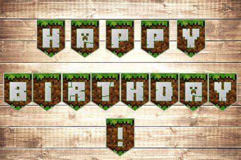 Minecraft Happy Birthday Banner Printable Free Happy Birthday Free, Happy Birthday Banner ...