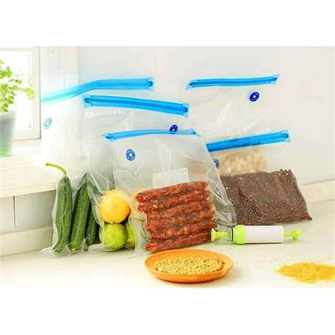 5 Multi size Bags Reusable Vacuum Sealed Bag Food Saver Storage with ...