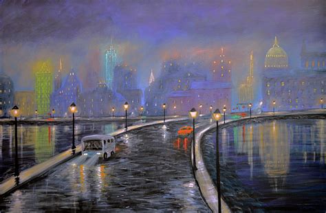 Colorful Cityscape Painting Greeting Card for Sale by Ken Figurski