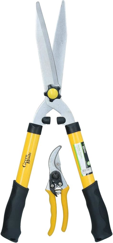 Heavy Duty Pruning Shears + Hedge Shears Gardening Set Cutters Trimmers 2pc - BigaMart