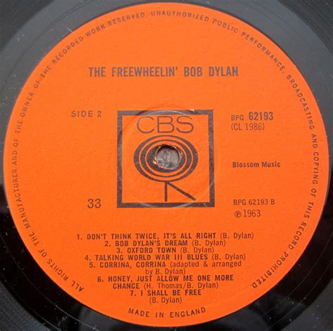 Bob Dylan - LP The Freewheelin' Bob Dylan (CBS BPG 62193 - UK, 1963 ...