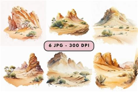 Watercolor Desert Landscape Bundle Graphic by TNI House · Creative Fabrica