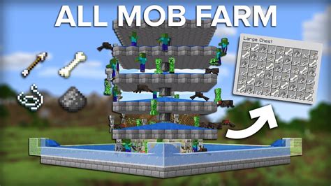 Minecraft All Mob Farm - 10,000+ Items Per Hour - Easy Build - YouTube