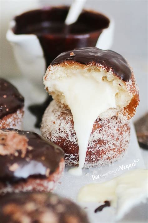 Easy Vegan Boston Cream Doughnuts recipe | The Little Blog Of Vegan