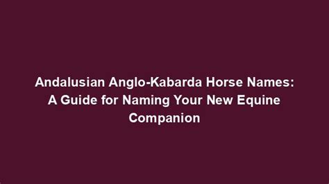 Andalusian Anglo-Kabarda Horse Names: A Guide for Naming Your New Equine Companion - HorseNames List