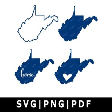 West Virginia Outline SVG, PNG, PDF, Cricut, Cricut svg, Silhouette svg, West Virginia Cut Files ...