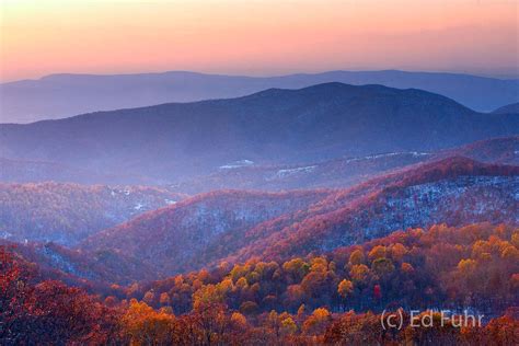 Autumn Sunset after a Modest Snow | Shenandoah National Park | Ed Fuhr Photography