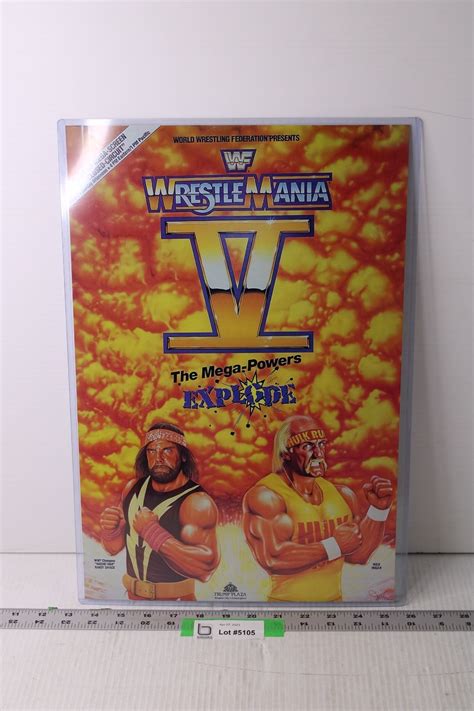 Wrestlemania V Poster - Macho Man vs Hulk Hogan - Bodnarus Auctioneering