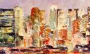 Midtown Manhattan Skyline at Dusk Watercolor Painting of NYC Painting ...