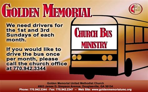 Church Bus Drivers Needed! - Golden Memorial United Methodist Church