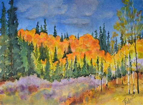 Fine art fall aspen tree painting. Watercolor painting original ...