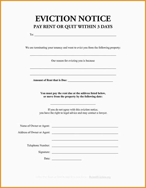 Free Eviction Notice Forms - Notices To Quit - Pdf | Word | Eforms - Free Printable Blank ...