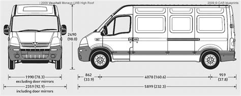 2009 Vauxhall Movano LWB High Roof Van blueprints free - Outlines