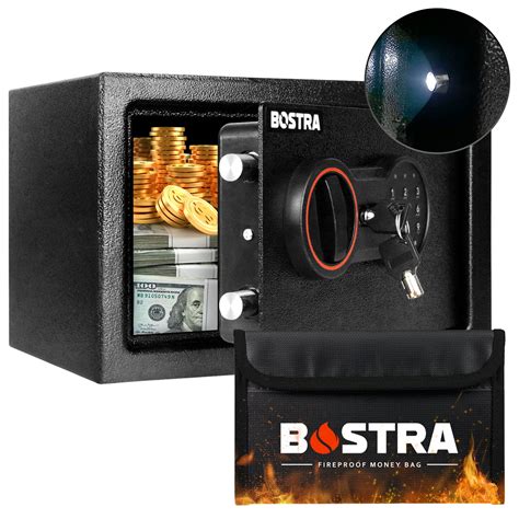 Bostra Fireproof Safe Box with Sensor Light & Fireproof Bag, Money Safe Box with Digital Keypad ...