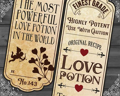 Love Potion Labels 3 Sizes Printable Blank Apothecary - Etsy