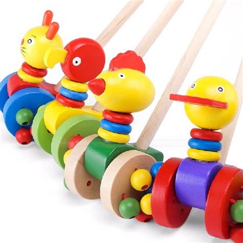 Colorful Wooden Kids Developmental Toy Animal Pattern Baby Push Along Walker Toy | Best Baby ...