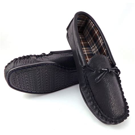 Mens Leather Moccasin Slipper with Fabric Lining - Style 13 – Cox's Leather Shop