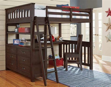 NE Kids Highlands Loft Bed with Desk And Chair - Espresso NE-11080NDC-Bed ...