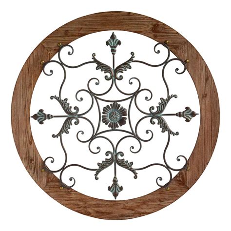 Stratton Home Decor Rustic Medallion Wall Decor - Natural Wood, Distressed Bronze SHD0197 at ...