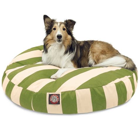 Majestic Pet Vertical Stripe Round Dog Bed Treated Polyester Removable Cover Sage Medium 36 x 36 ...