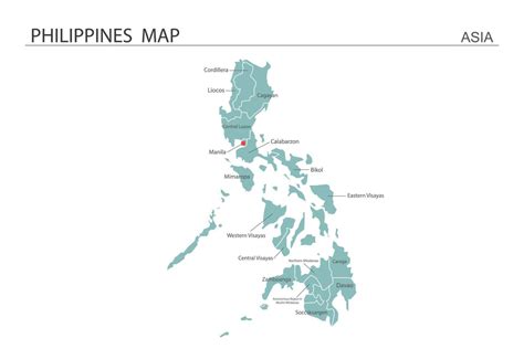 Philippines map vector illustration on white background. Map have all province and mark the ...