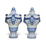 A Pair of Chinese Export Blue and White Vases and Covers, Qing Dynasty, Qianlong Period, Circa ...