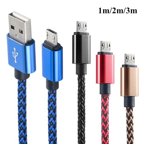 SOONHUA Micro USB Charging Cable Braided USB Data Cable For Android Mobile Phone 2A Data Cord ...