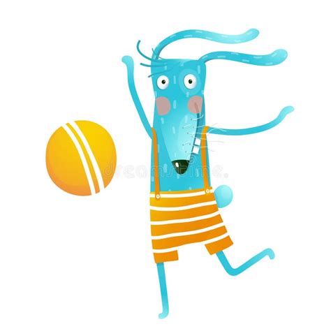 Bunny Plays with Beach Ball Stock Illustration - Illustration of stylized, ball: 134803536