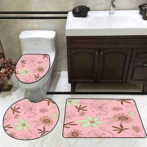 Floral 3 Piece Toilet Cover Set Decorative Pattern Home Collection 3 ...